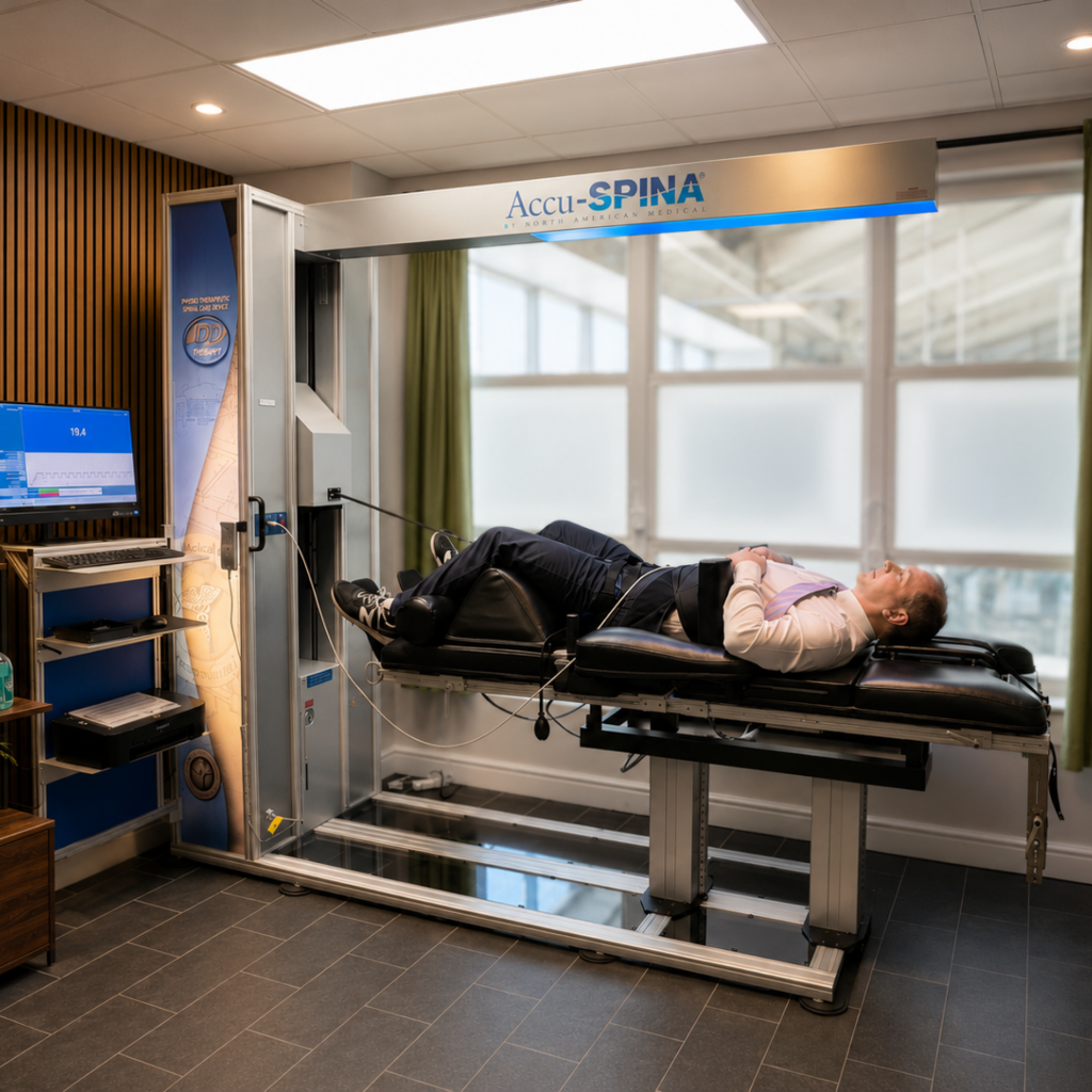 IDD Therapy spinal decompression treatment for sciatica at Synergy Body & Spine Clinic