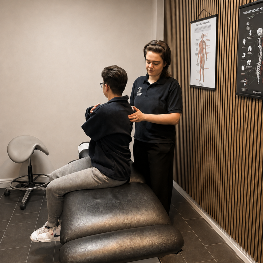 Chiropractor performing a spinal adjustment at Synergy Body & Spine Clinic