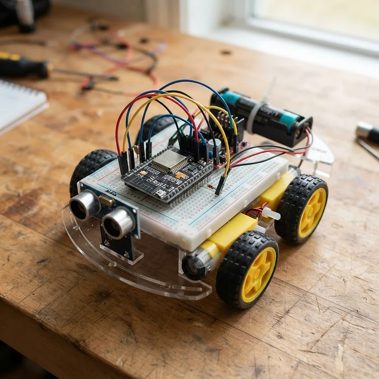 Example AI-generated concept image of a line-following rover