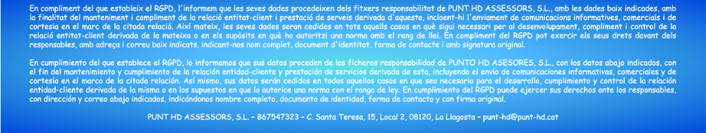 Avís legal i protecció de dades - PUNT HD Assessors
