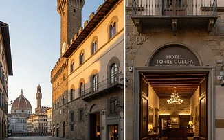 A cinematic view of Hotel Torre Guelfa Palazzo Acciaiuoli in Florence