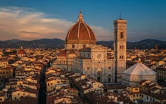 A wide cinematic view of Florence Cathedral