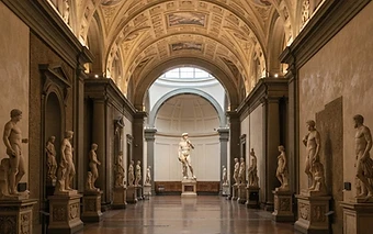 A wide cinematic view of Galleria dell'Accademia