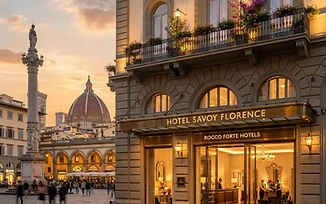 A cinematic view of Hotel Savoy Florence in Florence