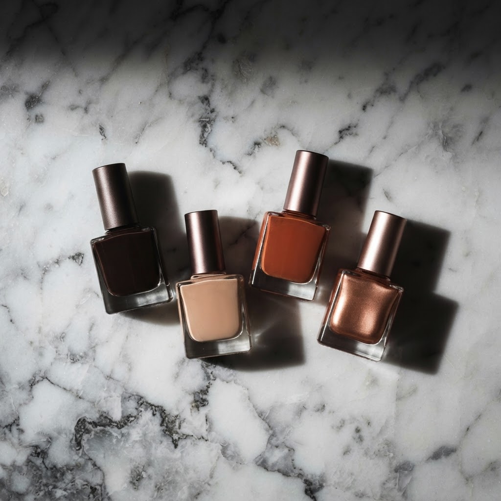 Premium nail polish flat lay