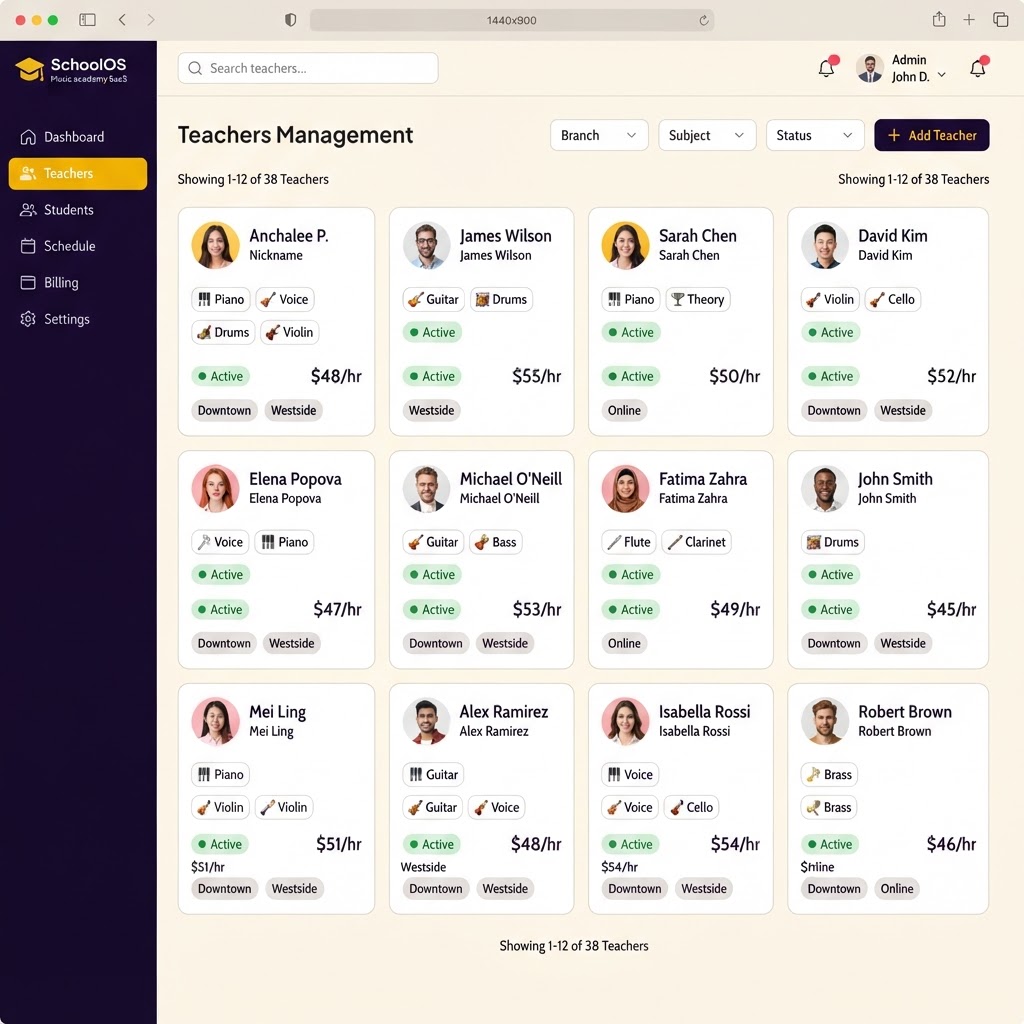 Teacher Profiles screenshot