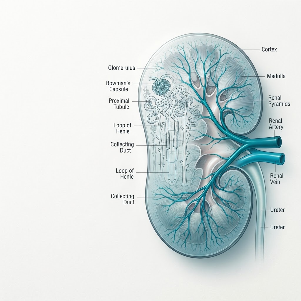 3D volumetric render of glomerular filtration barrier