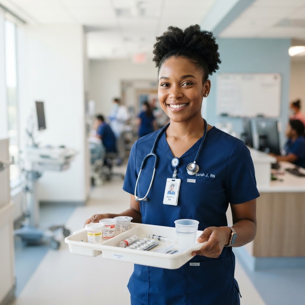 Healthcare professional administering medication
