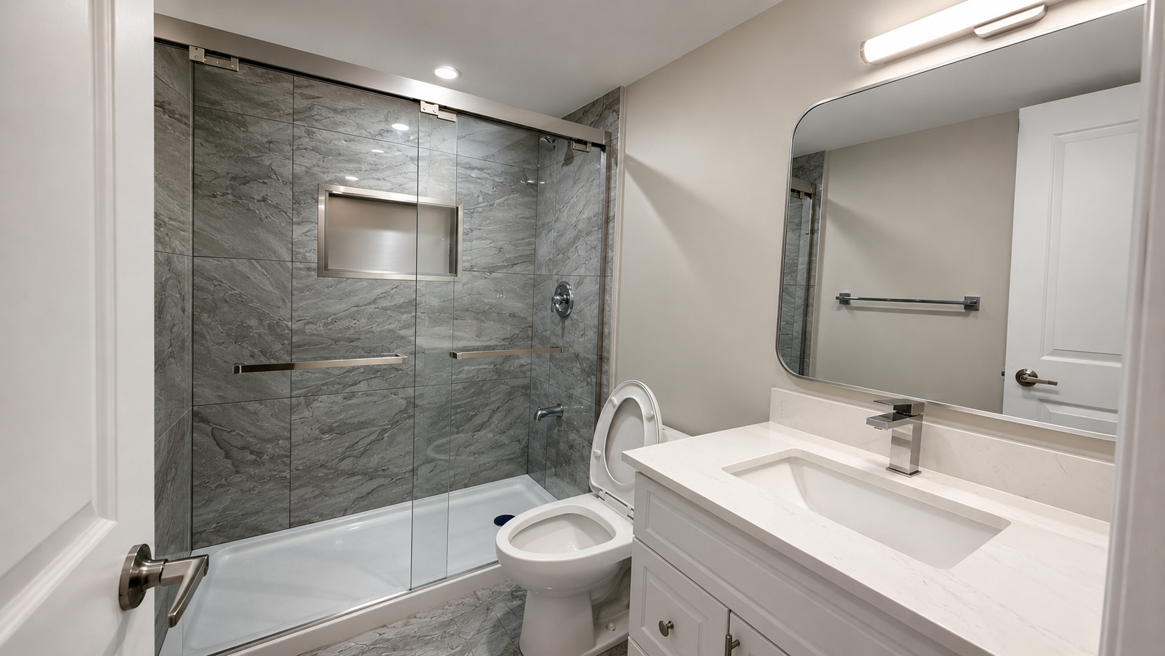 Modern Grey Marble Bathroom