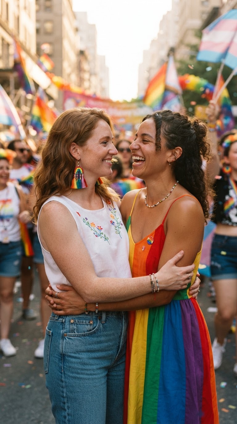 Rainbow Tassel Earrings & White Top - Pride DIY outfit idea