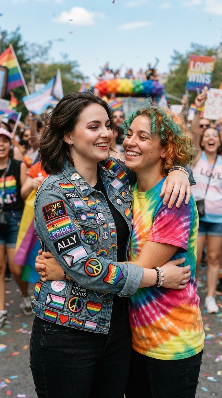 Denim Jacket with Pride Patches - Pride DIY outfit idea