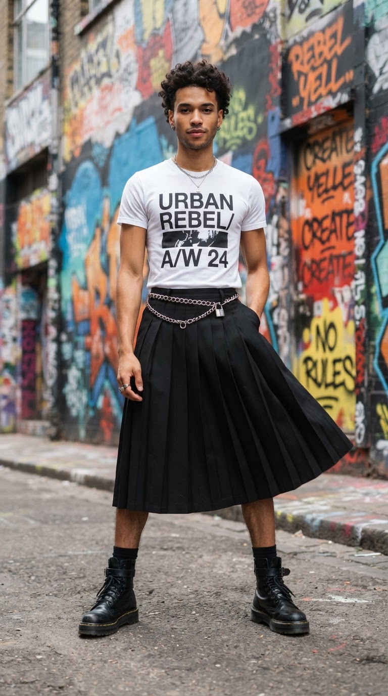 Pleated Midi Skirt with Graphic Tee