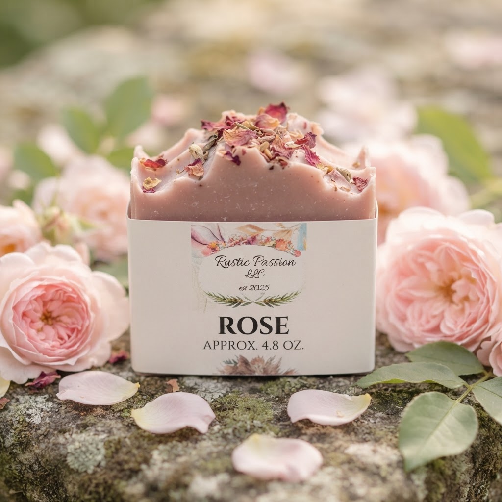 Rose — handcrafted Rustic Passion soap bar