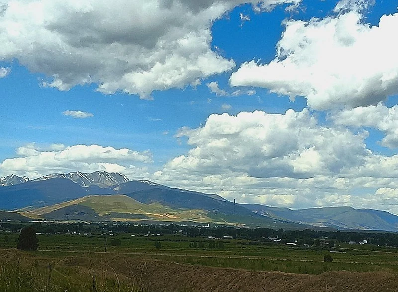 Snow-capped mountains and big sky over the Deer Lodge valley