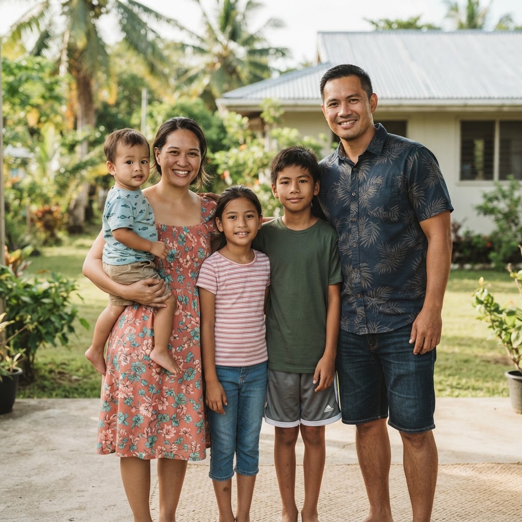 Normal Chuukese family(No traditional attire)