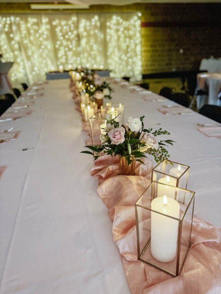 Outdoor reception with draped linens