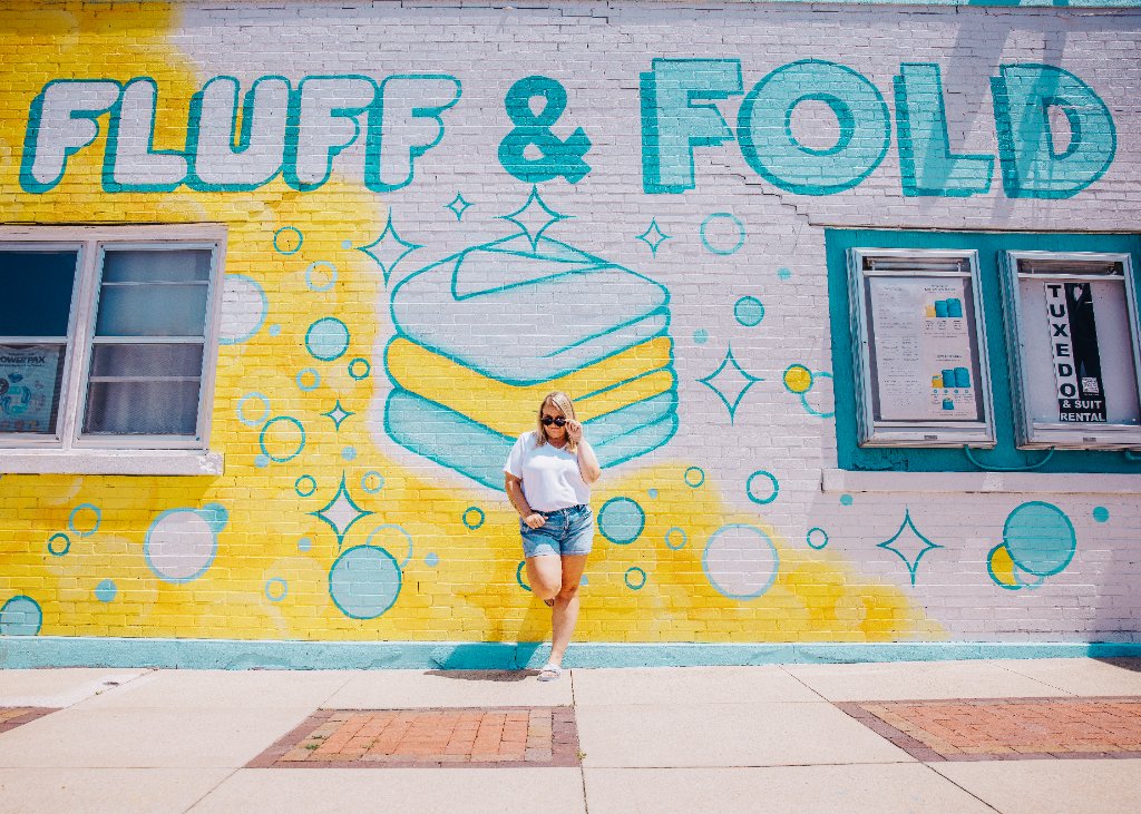 Two Chicks Fluff & Fold team, storefront or downtown Waverly