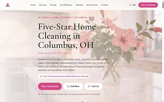 Kendall Home Cleaning website screenshot