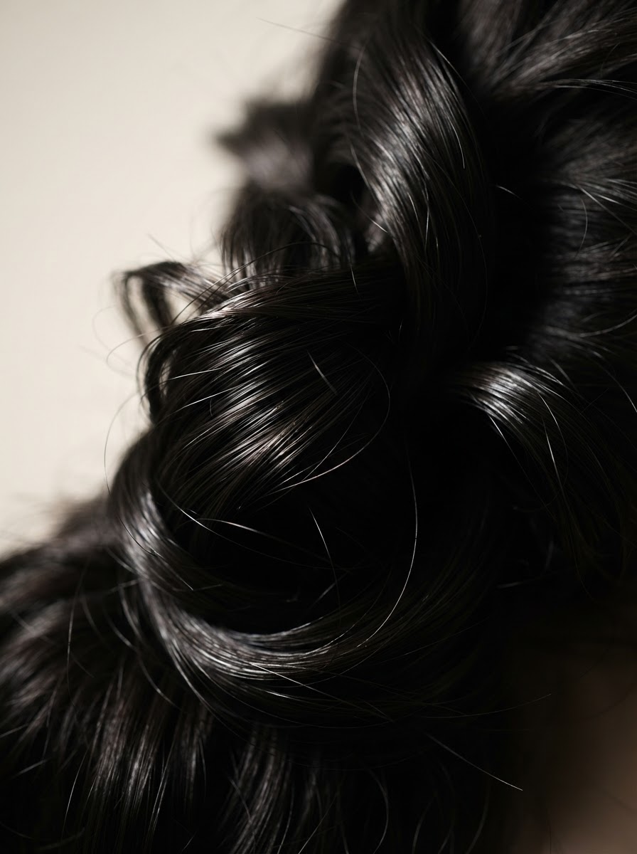 Luxurious hair close-up with dramatic lighting