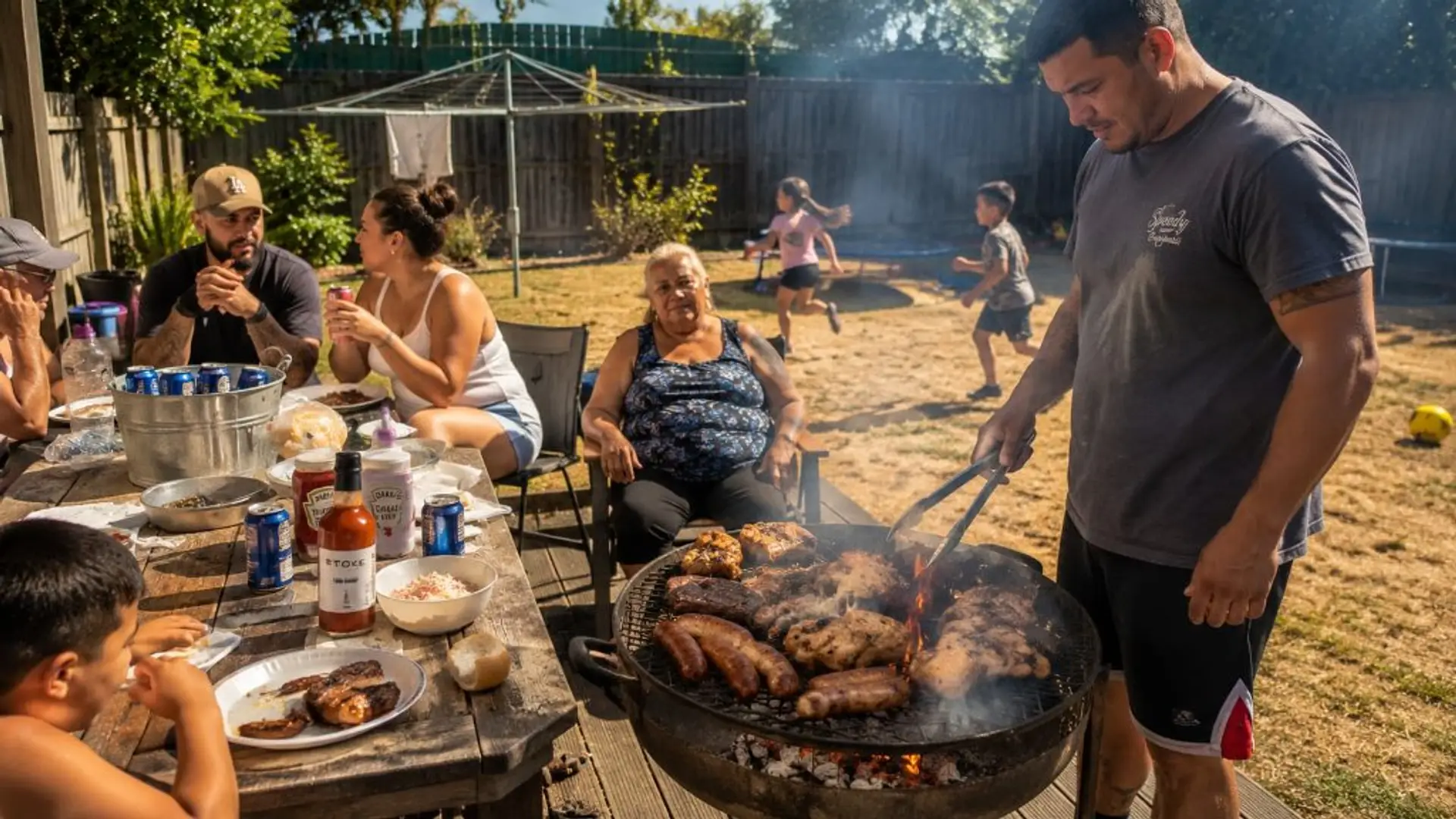 Family having a braai BBQ with STOKE peri-peri sauce