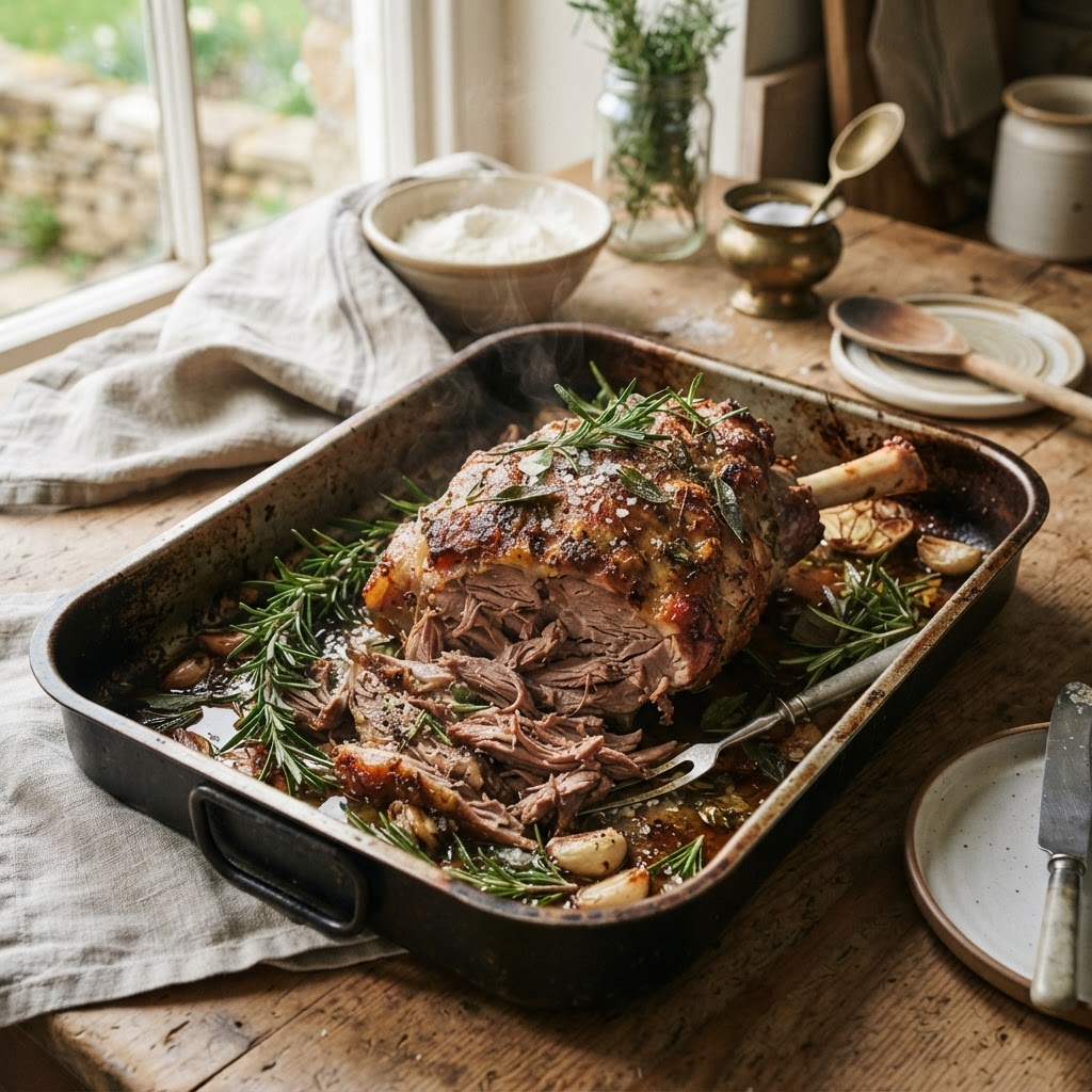 Slow-Roasted Shoulder of Lamb with Rosemary