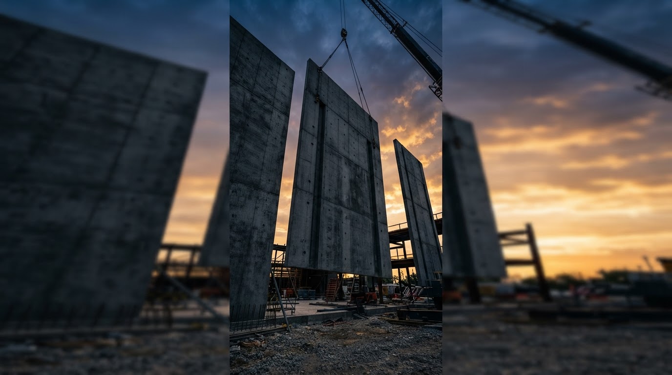 Concrete forms and warm light