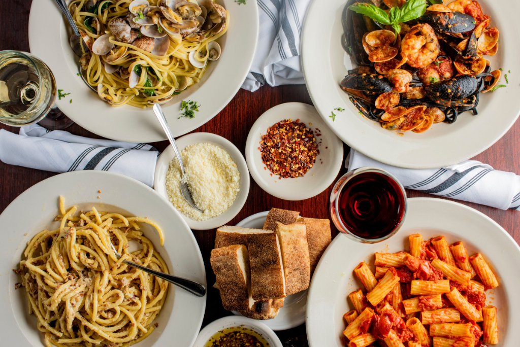 Pasta and wine