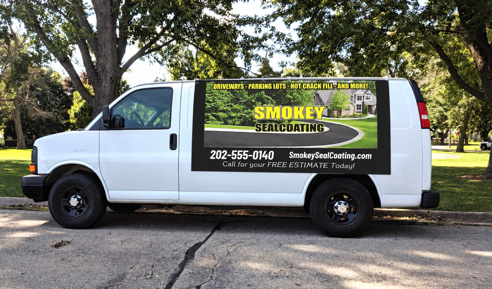 Smokey Sealcoating contractor van banner
