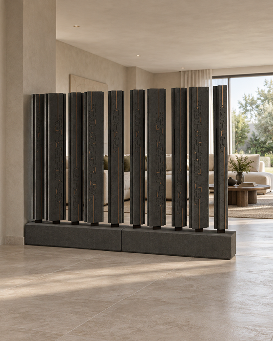Charcoal Carved Room Divider