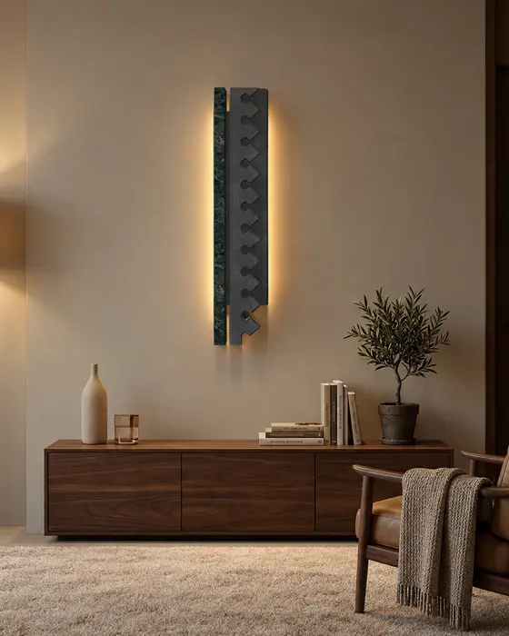 Green Accent Geometric Wall Light
