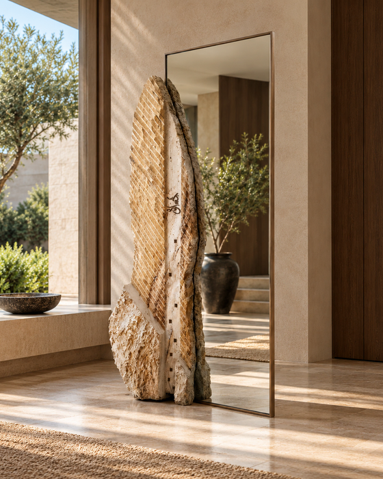 Noor — Signature Mirror, Natural stone, Textured stone and mirror finish
