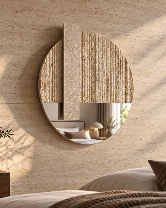 Qamar — Signature Mirror, Natural stone, Textured stone and mirror finish