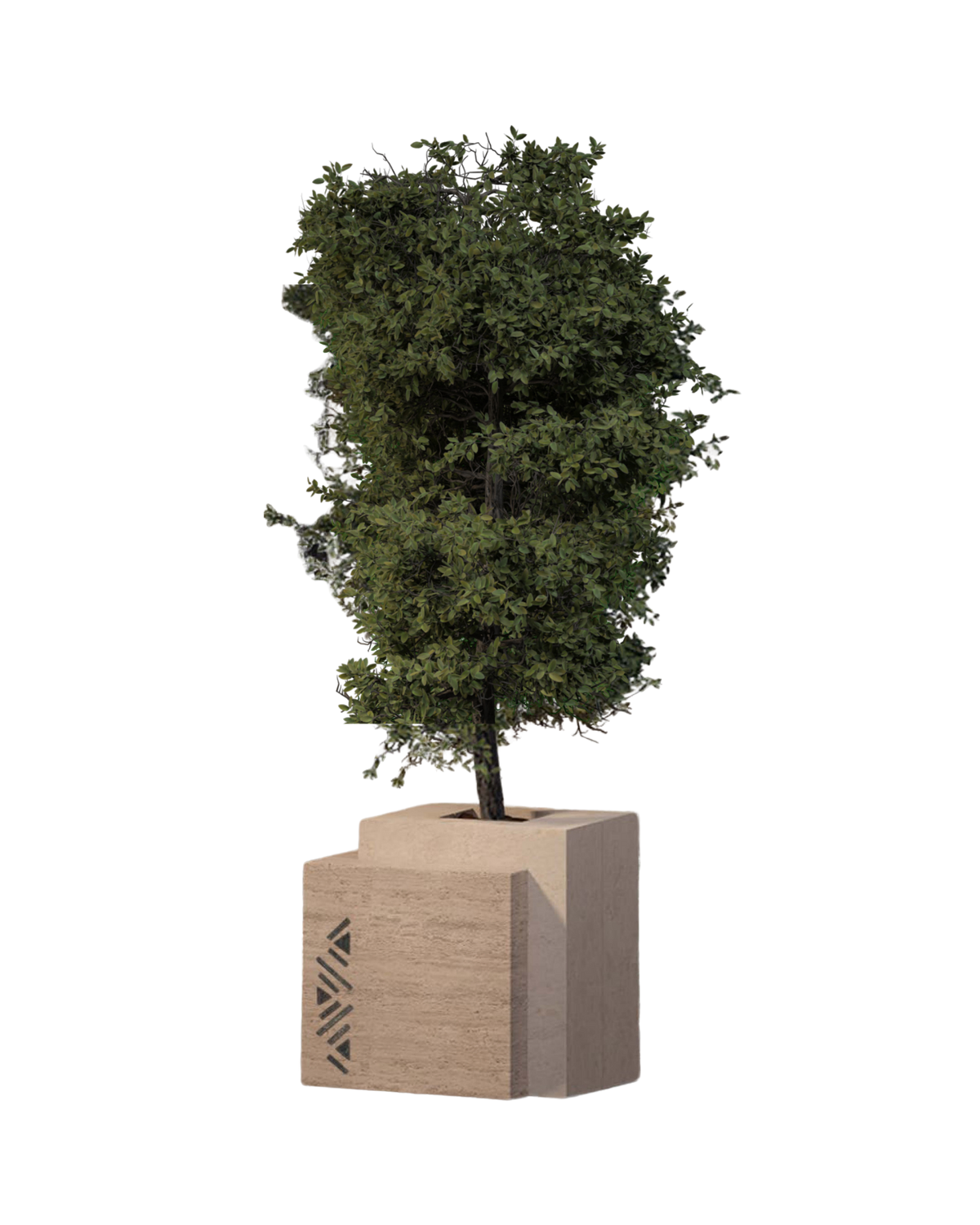 Offset Ivory Planter with Dark Geometric Motifs — View 2