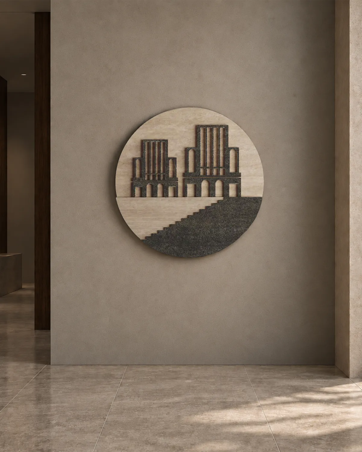 Arched Facades Stone Roundel — Full view