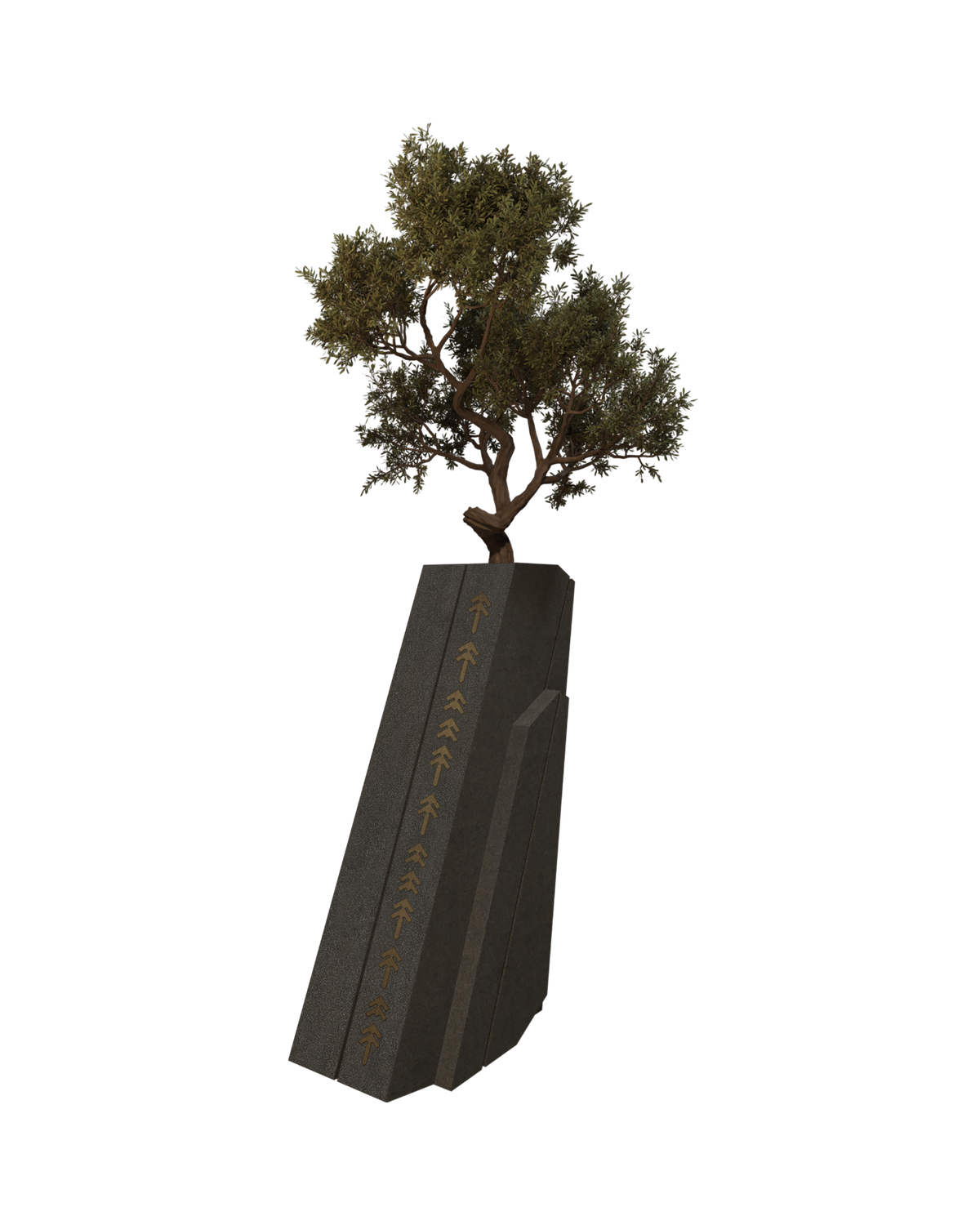 Dark Tower Planter with Gold Arrow Motifs — View 2