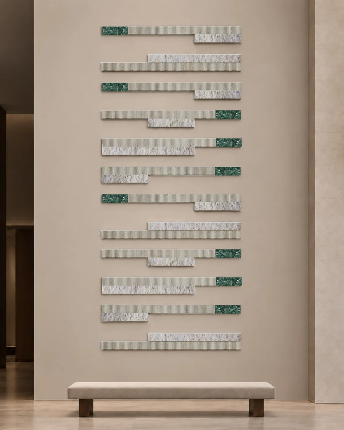 Layered Ledger Stone Wall — Full view