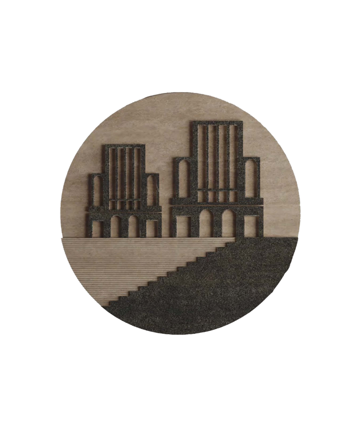 Arched Facades Stone Roundel — View 2