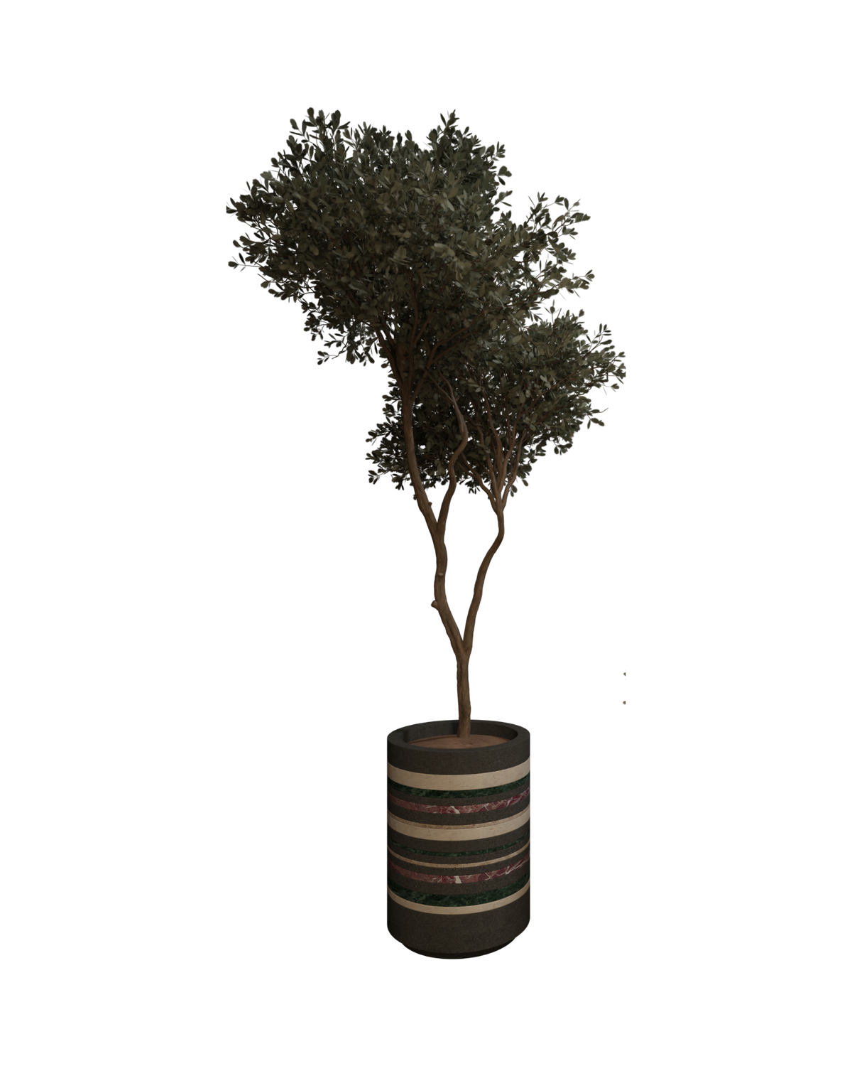Basalt Marble-Inlay Column Planter — View 2