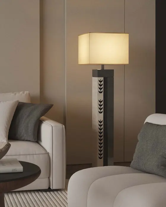 Botanical Inlay Column Floor Lamp