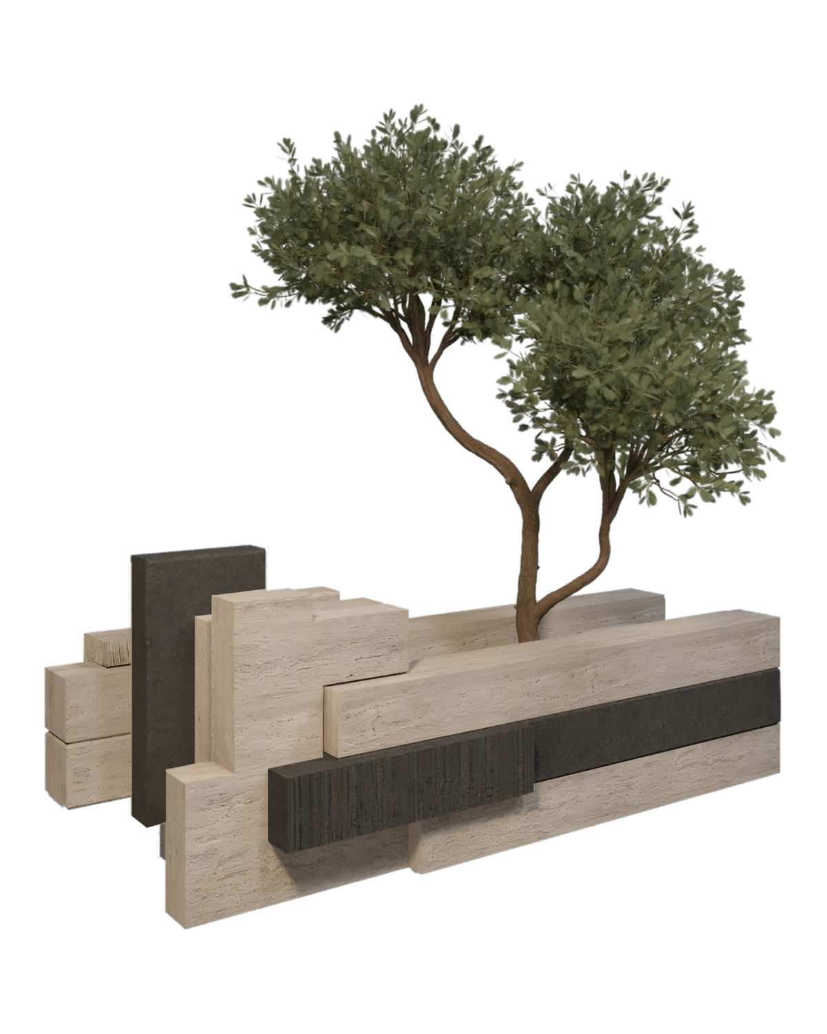 Ivory and Charcoal Interlocking Slab Planter — View 2