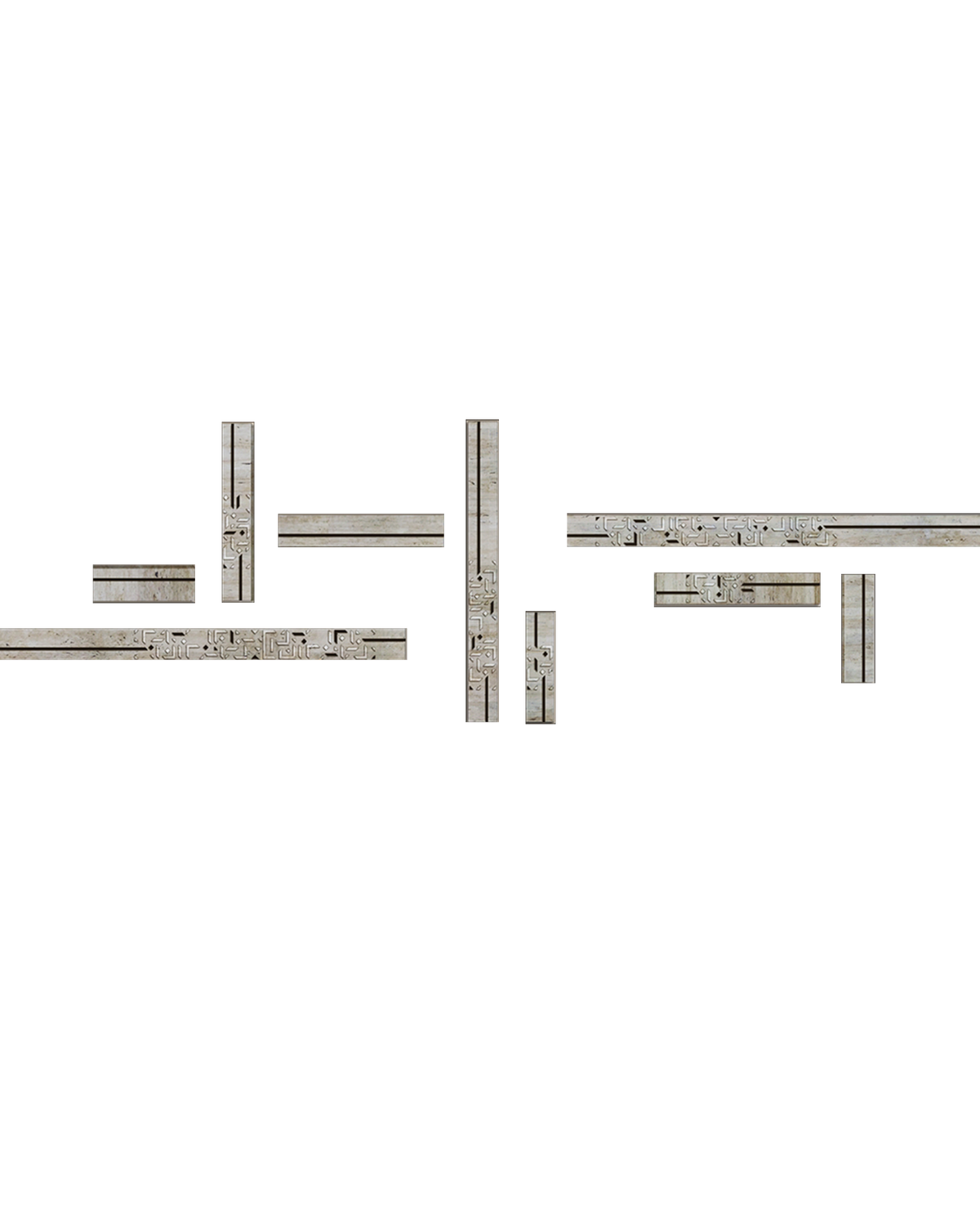 Scattered Travertine Kufic Bars — View 2