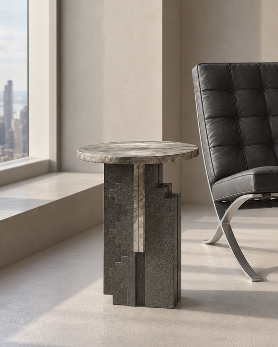 Stepped Pedestal Side Table