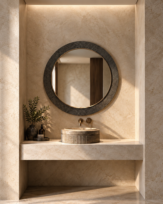 Badr — Signature Mirror, Natural stone, Textured stone and mirror finish
