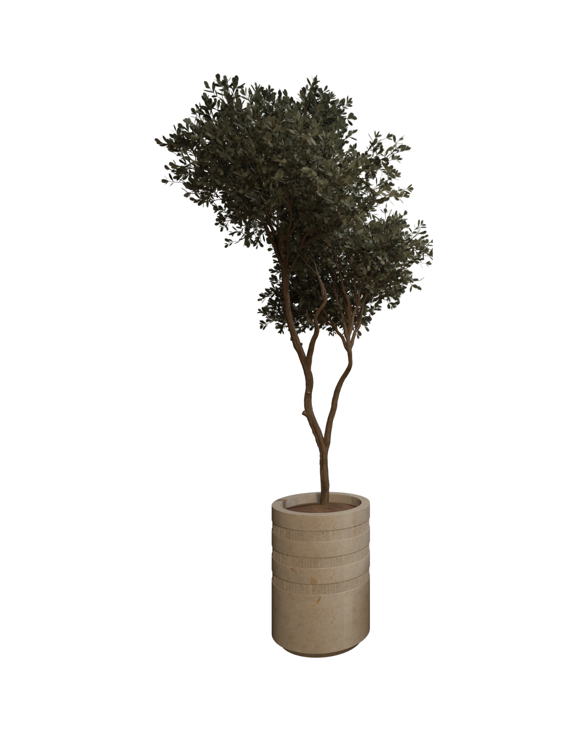 Tone-on-Tone Fluted Limestone Planter — View 2