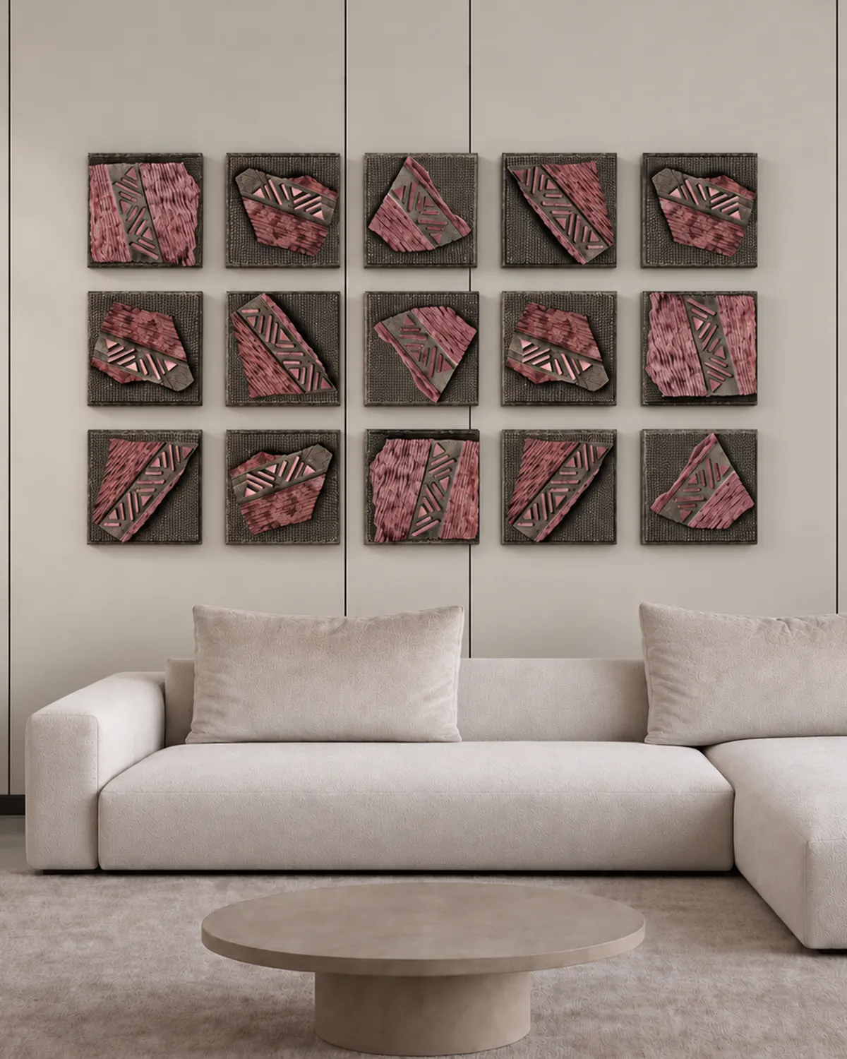 Rose Shard Basalt Tiles — Full view