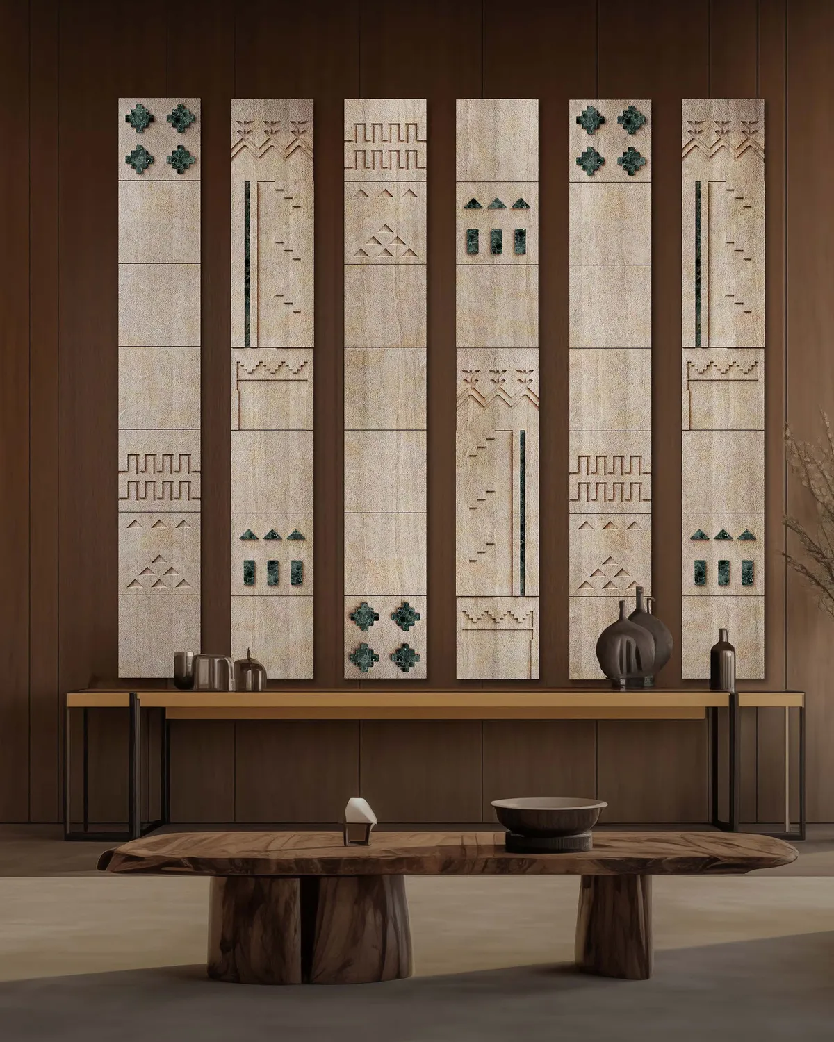 Heritage Motif Stone Panels — Full view