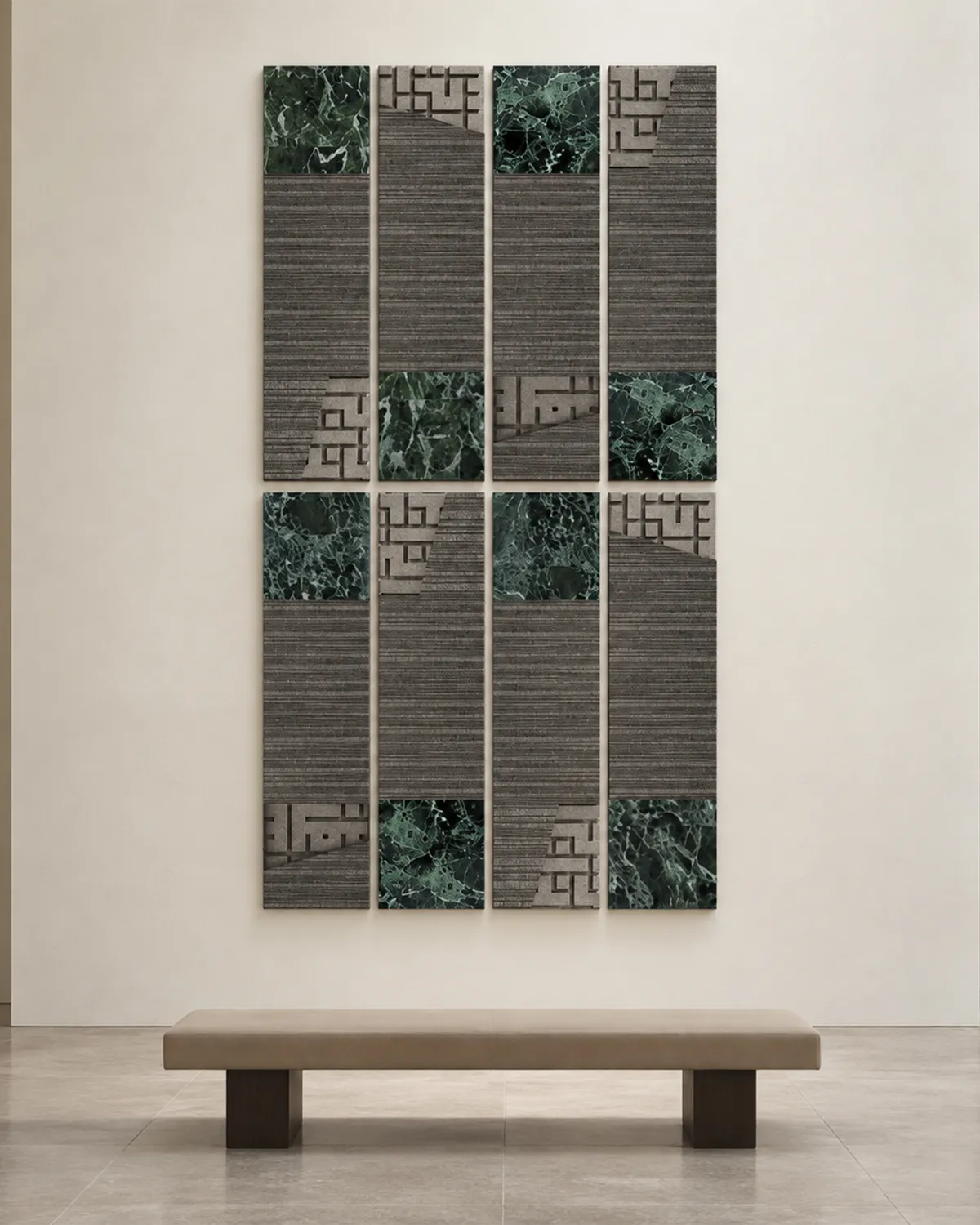 Kufic Green Marble Panels — Full view