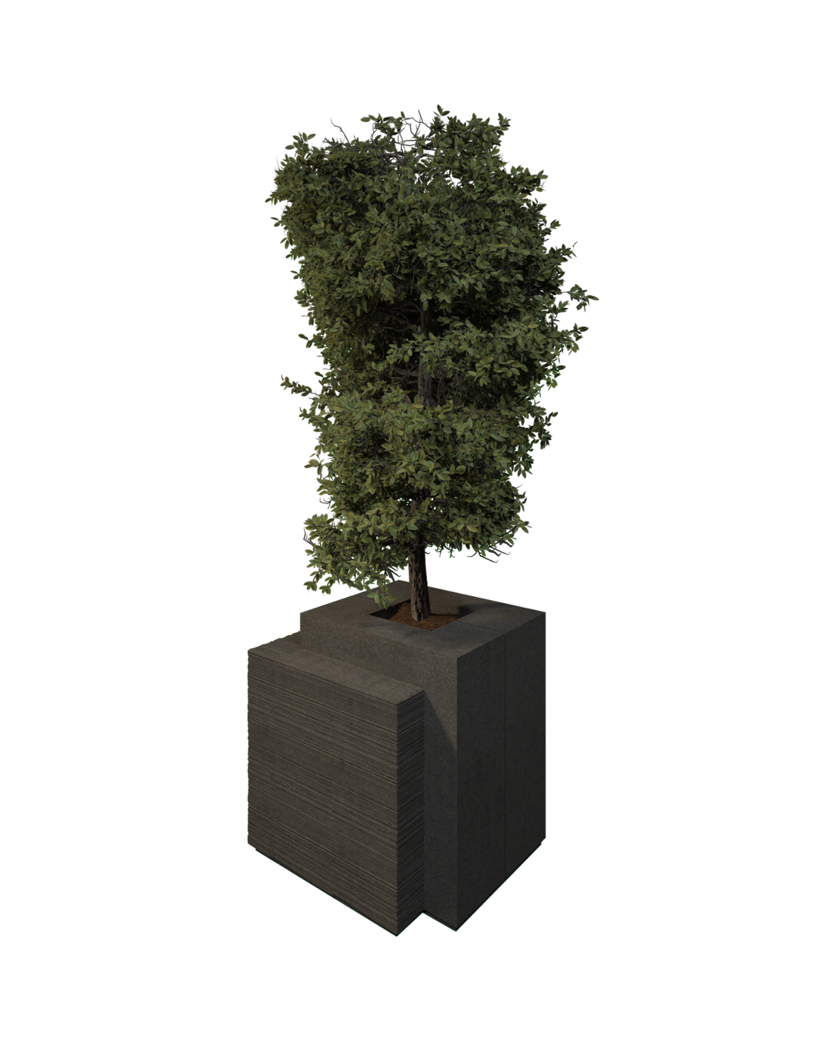 Offset Charcoal Ribbed Planter — View 2