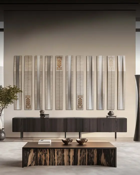 Safa — Signature Mirror, Natural stone, Textured stone and mirror finish