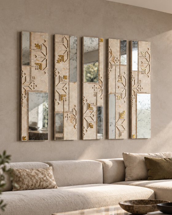 Zahra — Signature Mirror, Natural stone, Textured stone and mirror finish